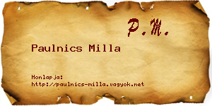 Paulnics Milla névjegykártya